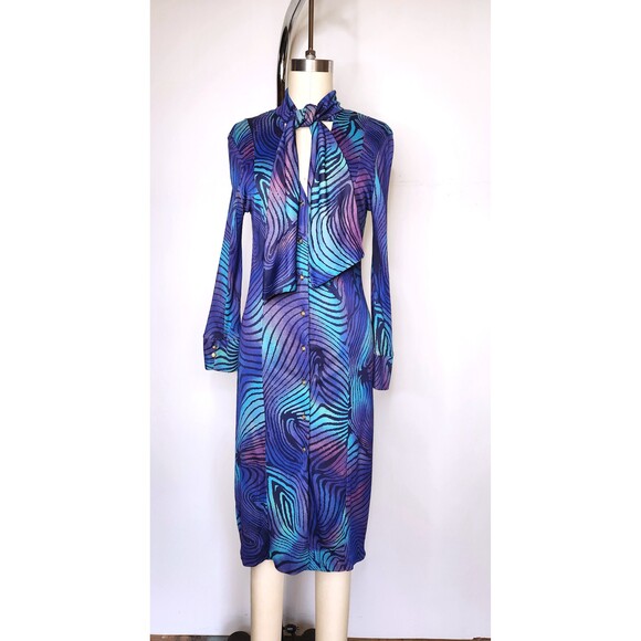 Vintage VERSACE Dress Abstract Psychedelic Dress - Italian High End Designer XS - Picture 9 of 10